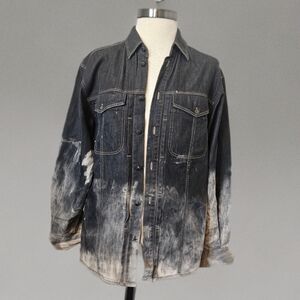 Women's Faded Black Denim Button Down Shirt